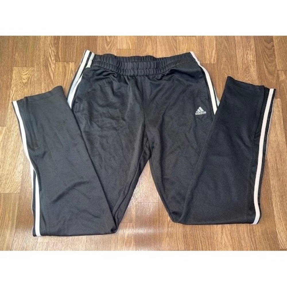Adidas Climalite Black White Striped Tapered Soccer Training Pants S87551 Large